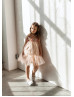 Light Pink Lace Tulle Short Flower Girl Dress